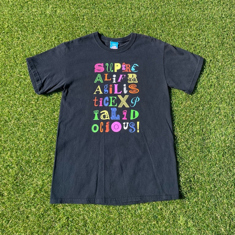 Disney Mary Poppins T-Shirt Adult Size Small Black Multicolor